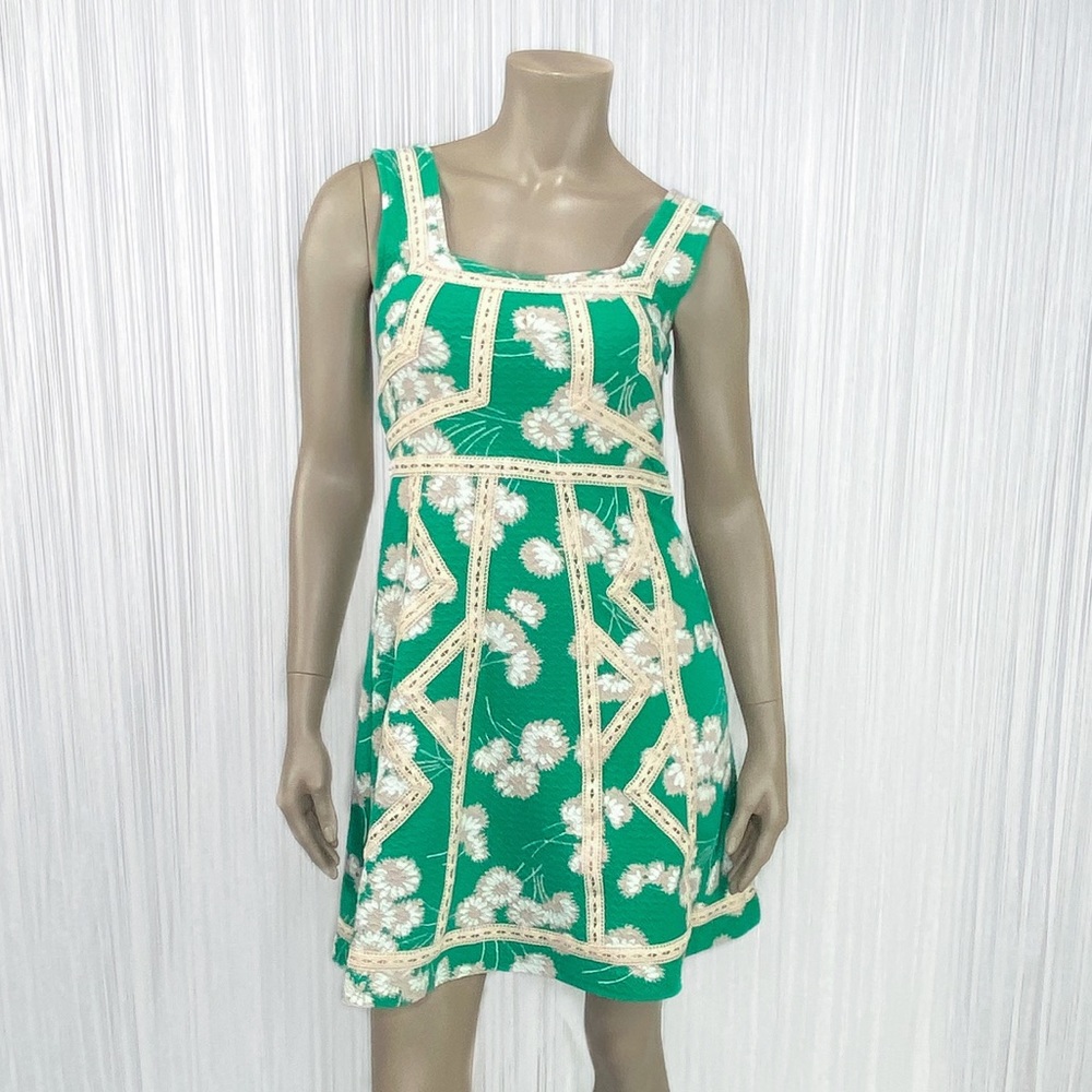 Anthro MAEVE Emma Green Floral Dress 6